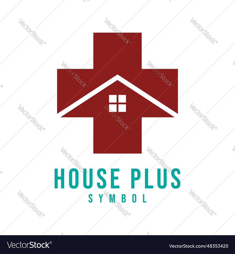 Simple minimalist medical health red cross house