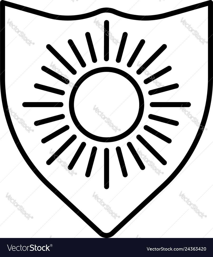 Sun protect shield icon outline style Royalty Free Vector