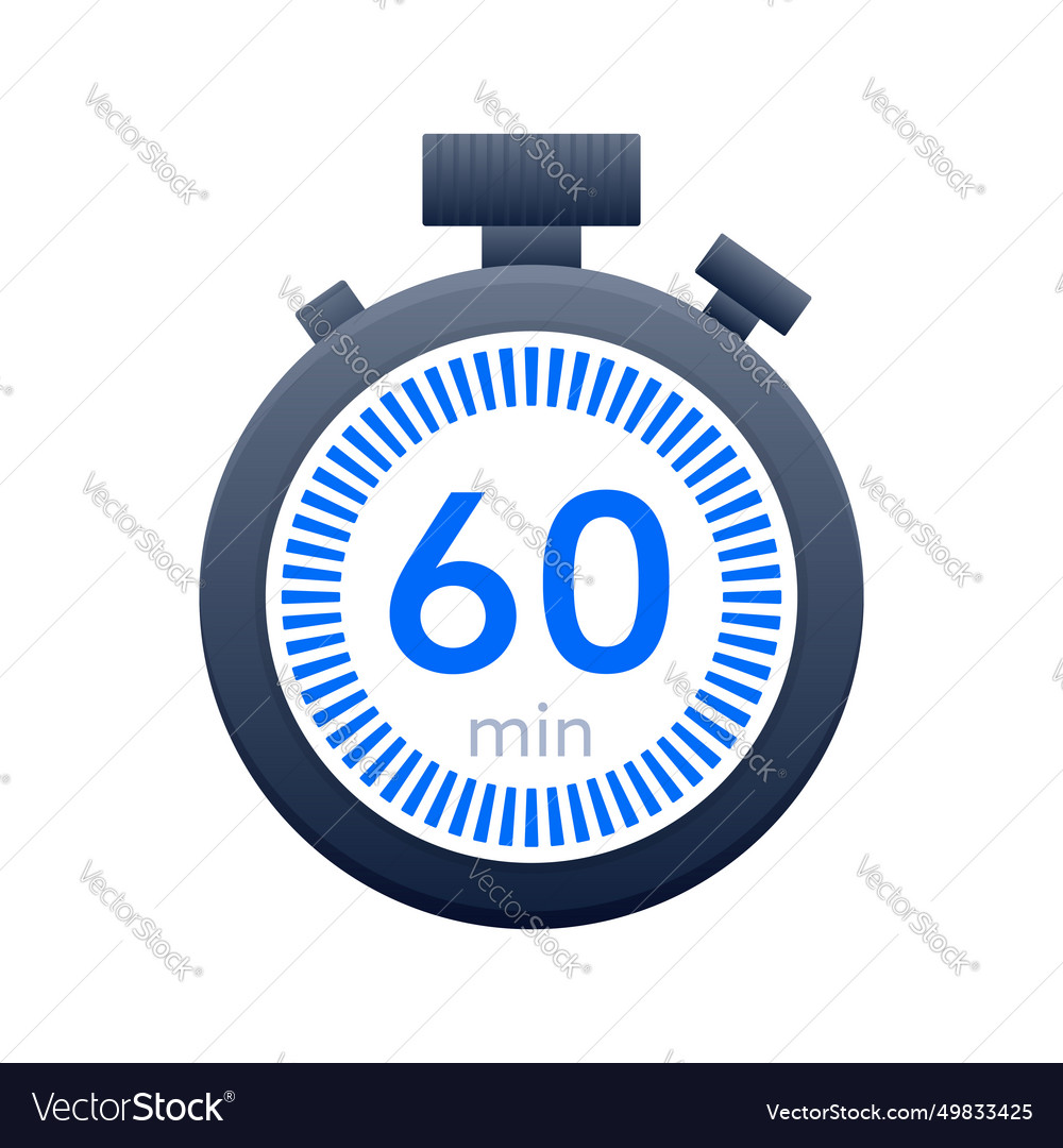 60 min timer and stopwatch icons countdown symbol Vector Image