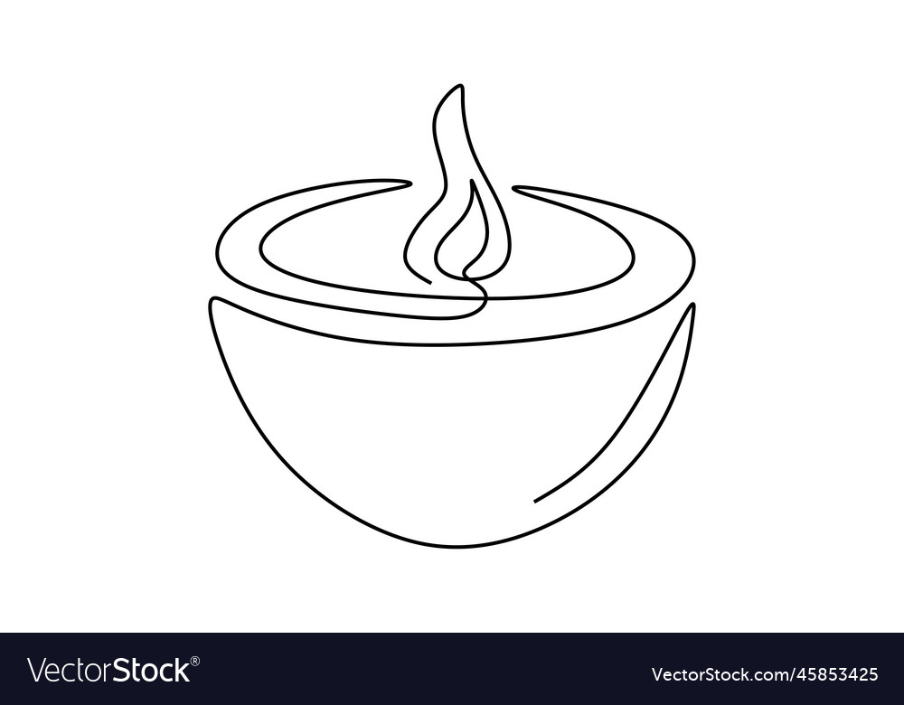 Continuous One Line Drawing Of Burning Candle Vector Image