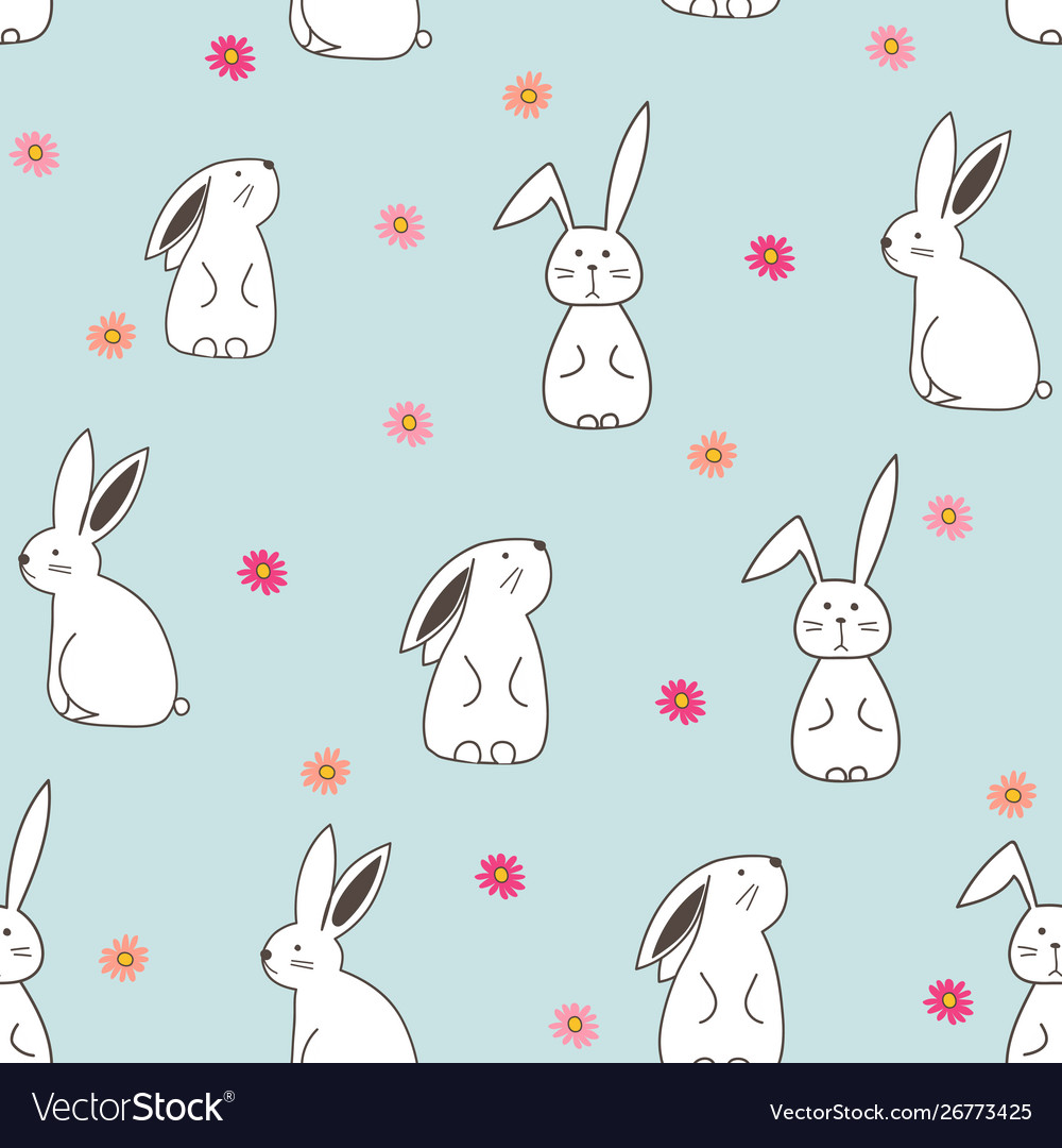 Cute bunny seamless pattern background Royalty Free Vector