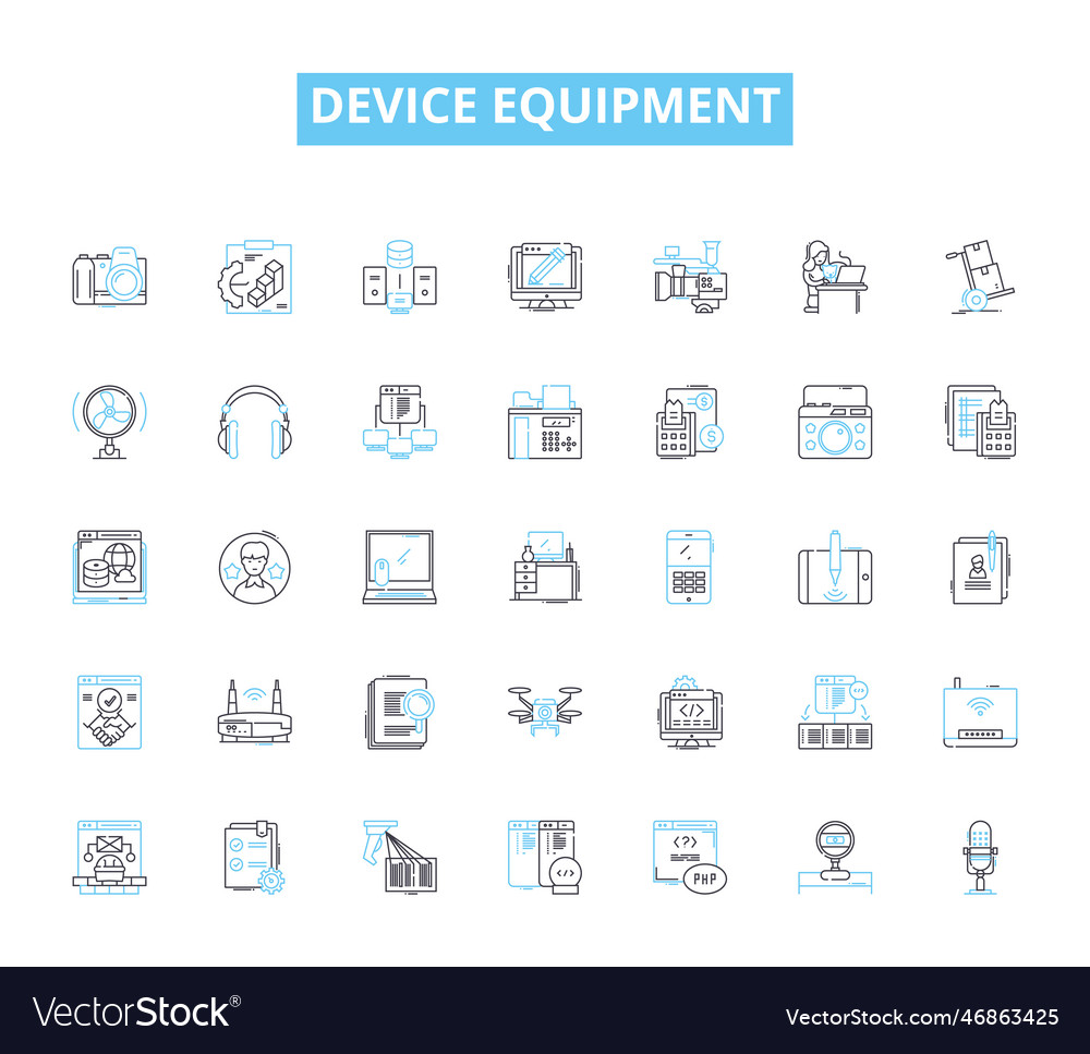 Device equipment linear icons set console