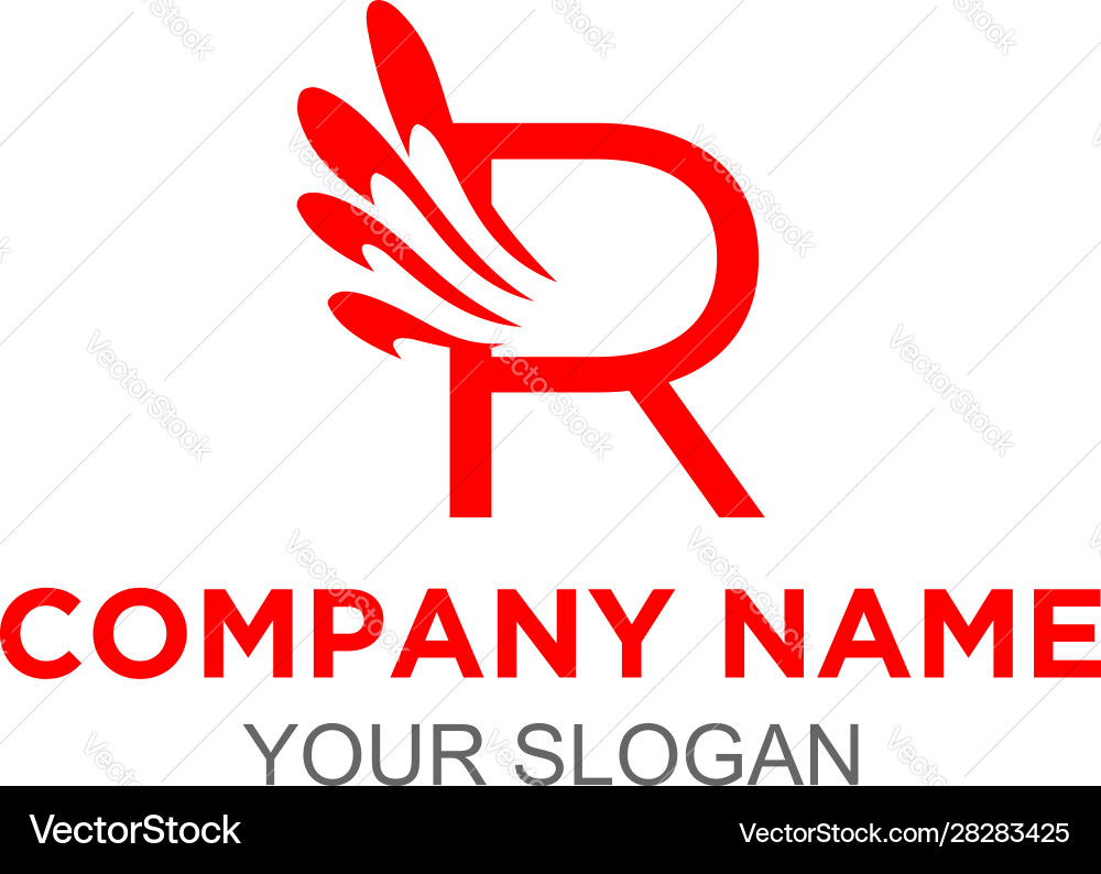 R Flügel Logo Design Lizenzfreies Vektorbild
