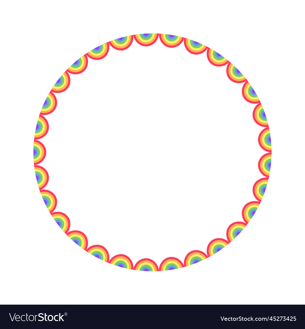 Rainbow scallop frame simple minimal border Vector Image