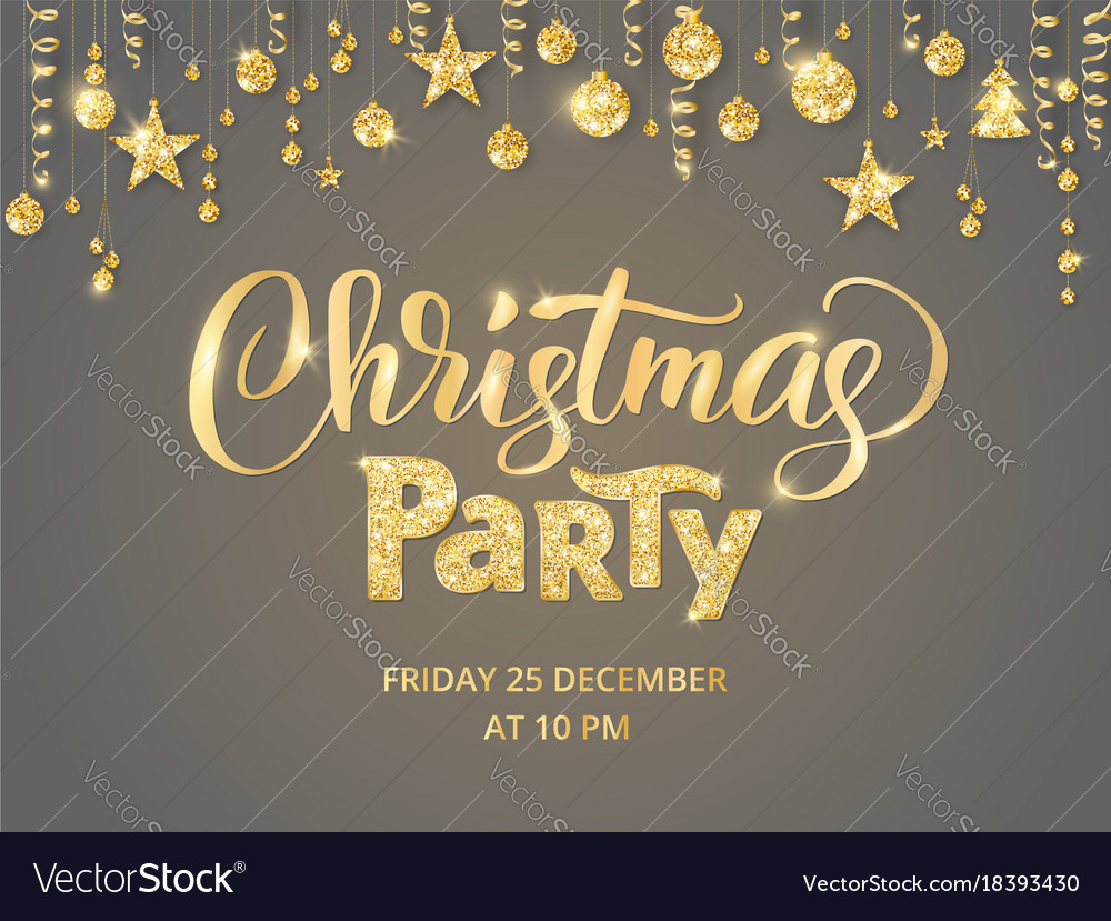 Christmas Party Poster Template Hand Written Vector Image