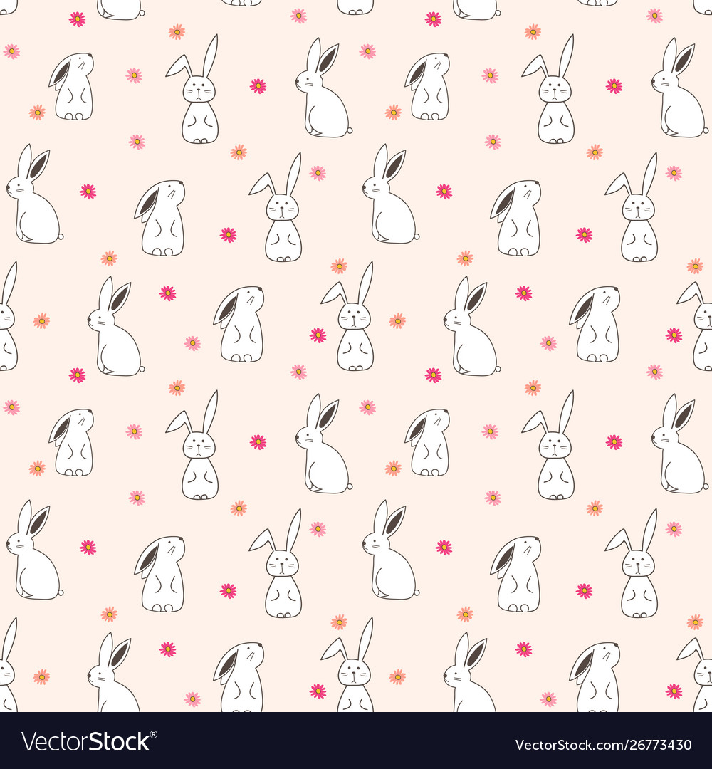 Cute bunny seamless pattern background Royalty Free Vector