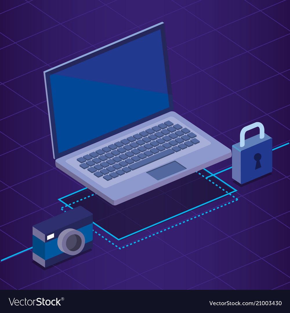 Digital technology isometrics icons