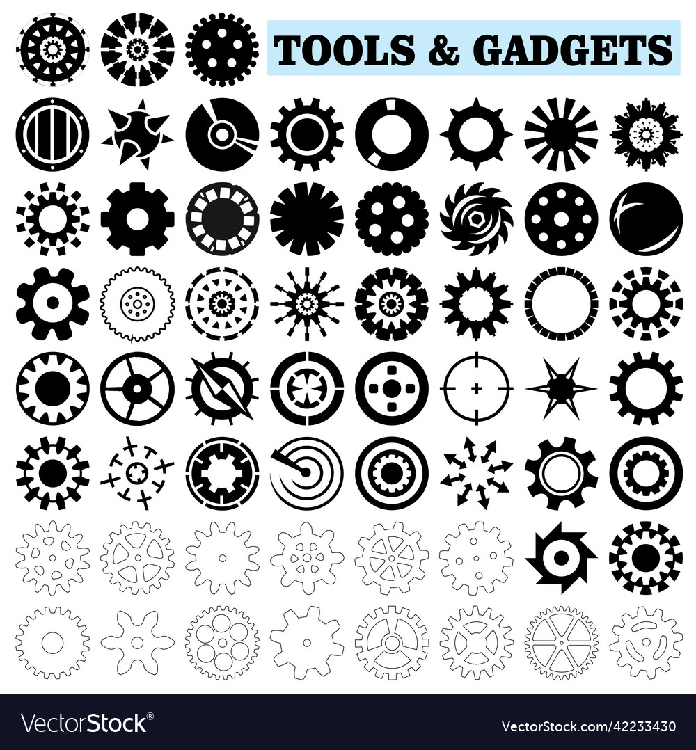 Gadgets and tools machine auto mix set Royalty Free Vector