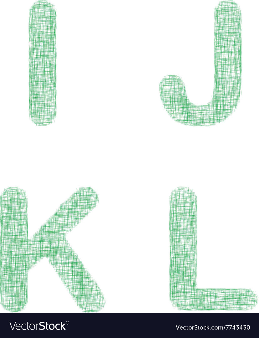 Green fabric font set - letters i j k l