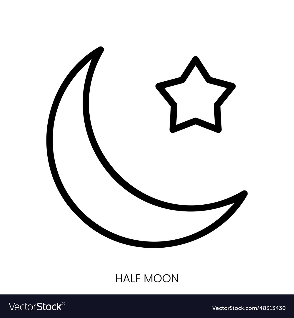Half moon icon line art style design isolated Vector Image