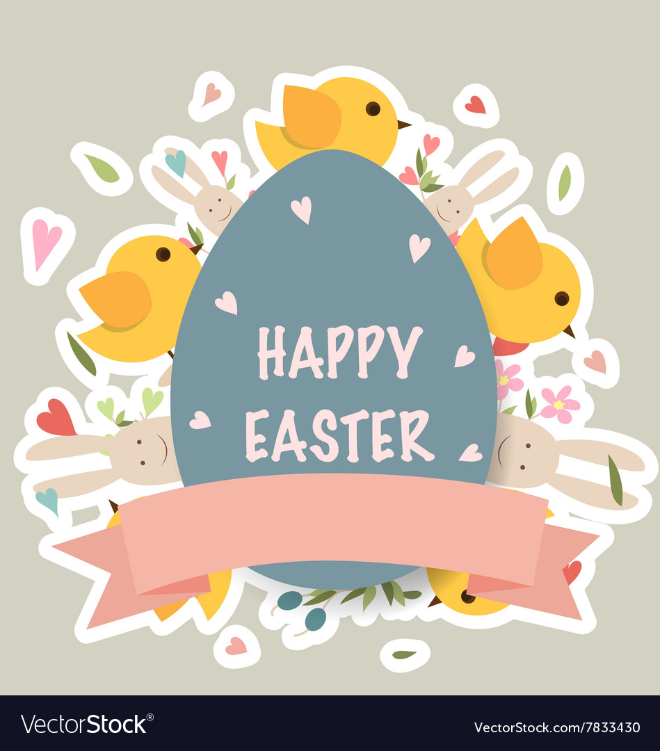 Happy easter cards with bunnies