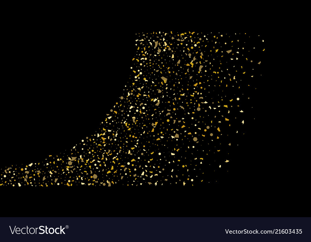 Glitter of golden particles confetti on a black