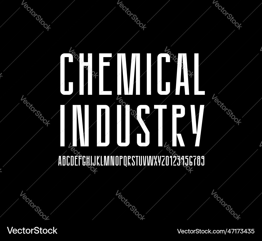 High condensed font long stretched alphabet Vector Image