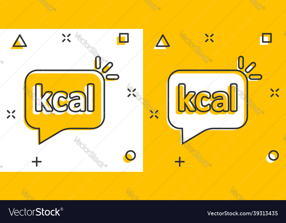 Kcal icon in comic style diet cartoon on white