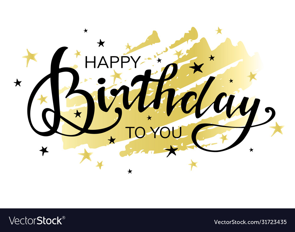 Lettering happy birthday with brush strokes Vector Image