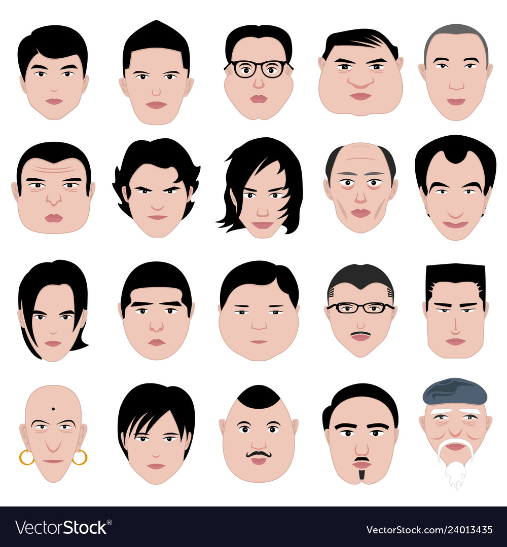 man face shape hairstyle round fat thin old a set vector 24013435