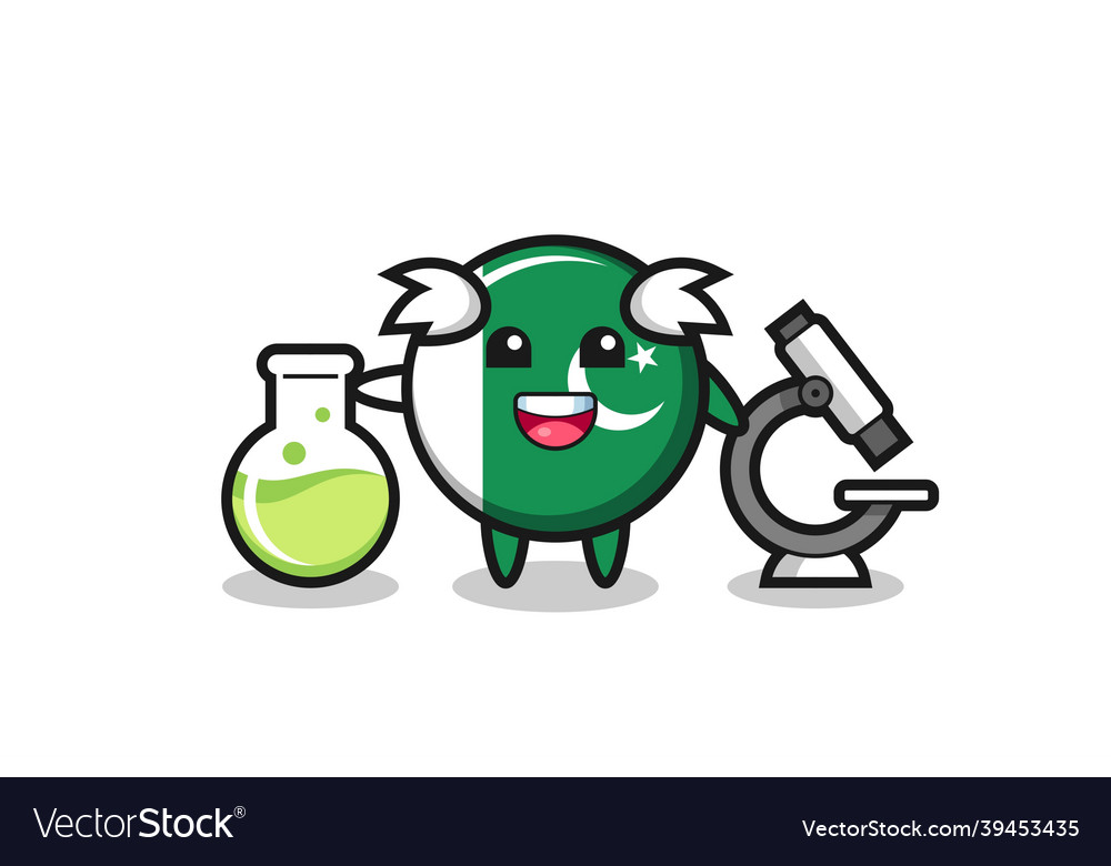 Mascot character of pakistan flag as a scientist