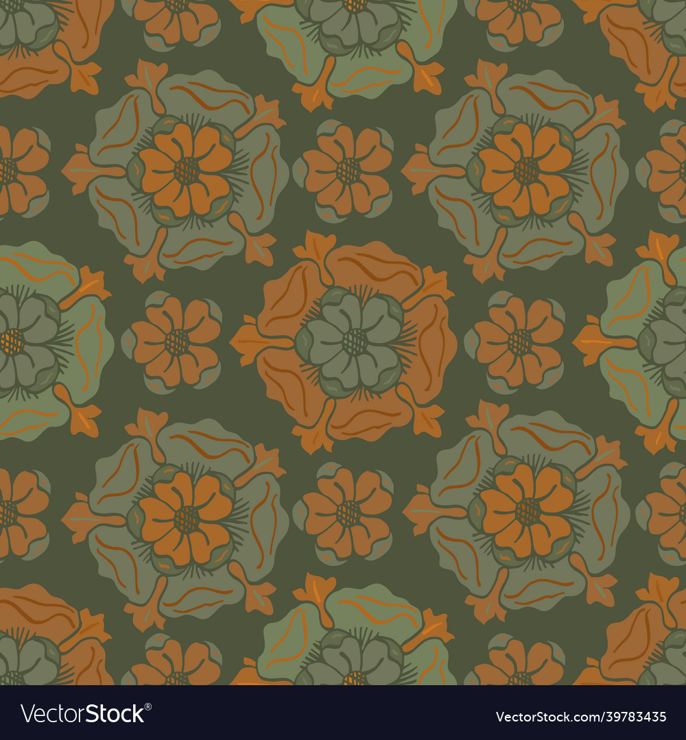 Medieval rose pattern seamless background