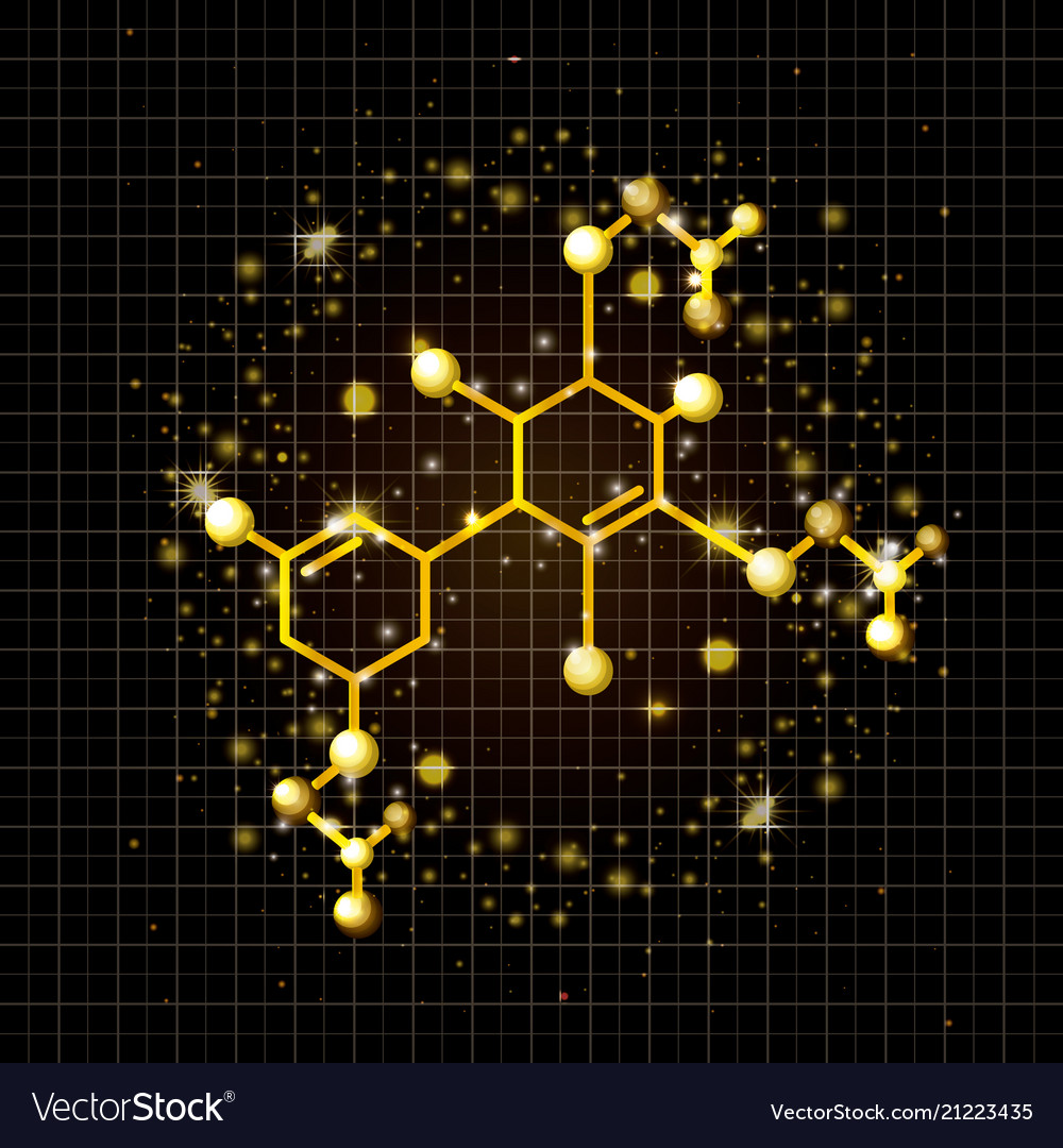 Molecule structure golden icon