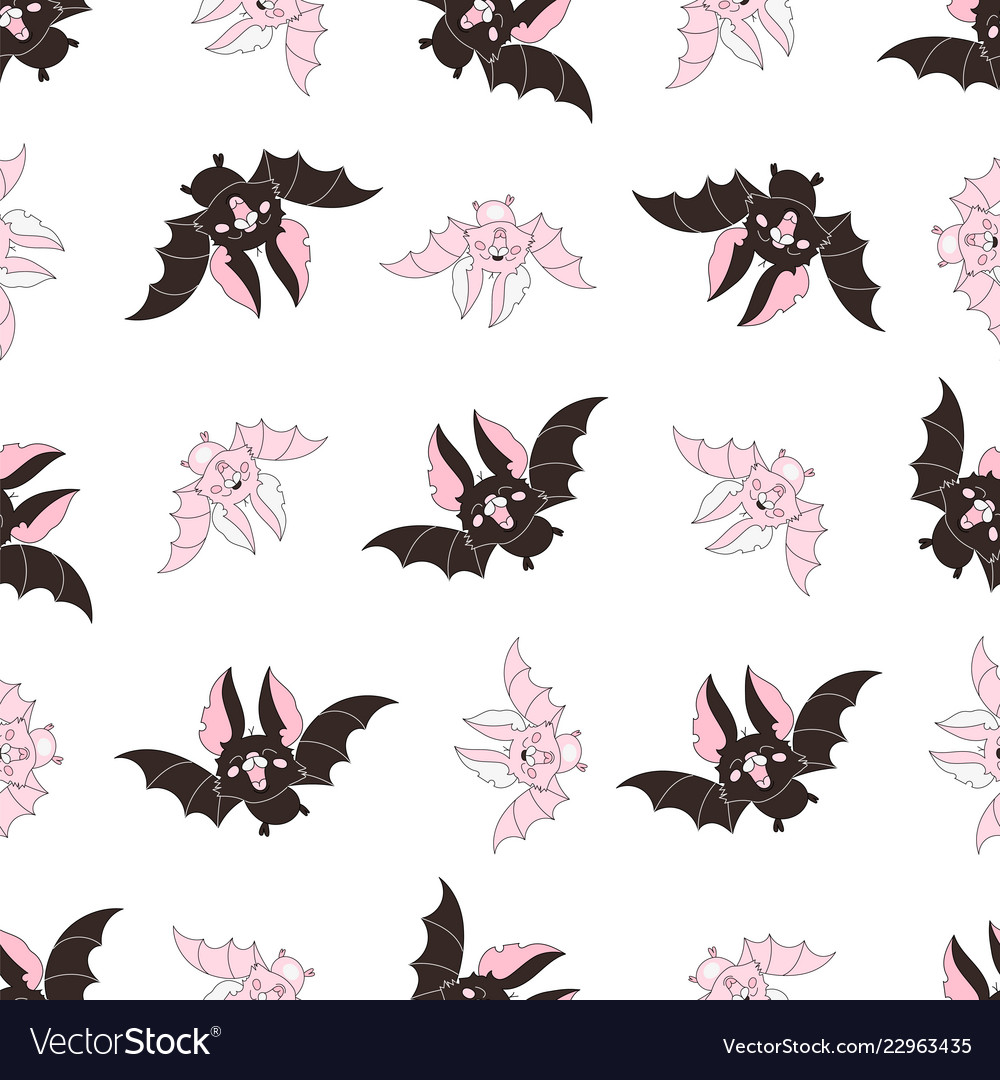 Pink bat halloween seamless pattern Royalty Free Vector