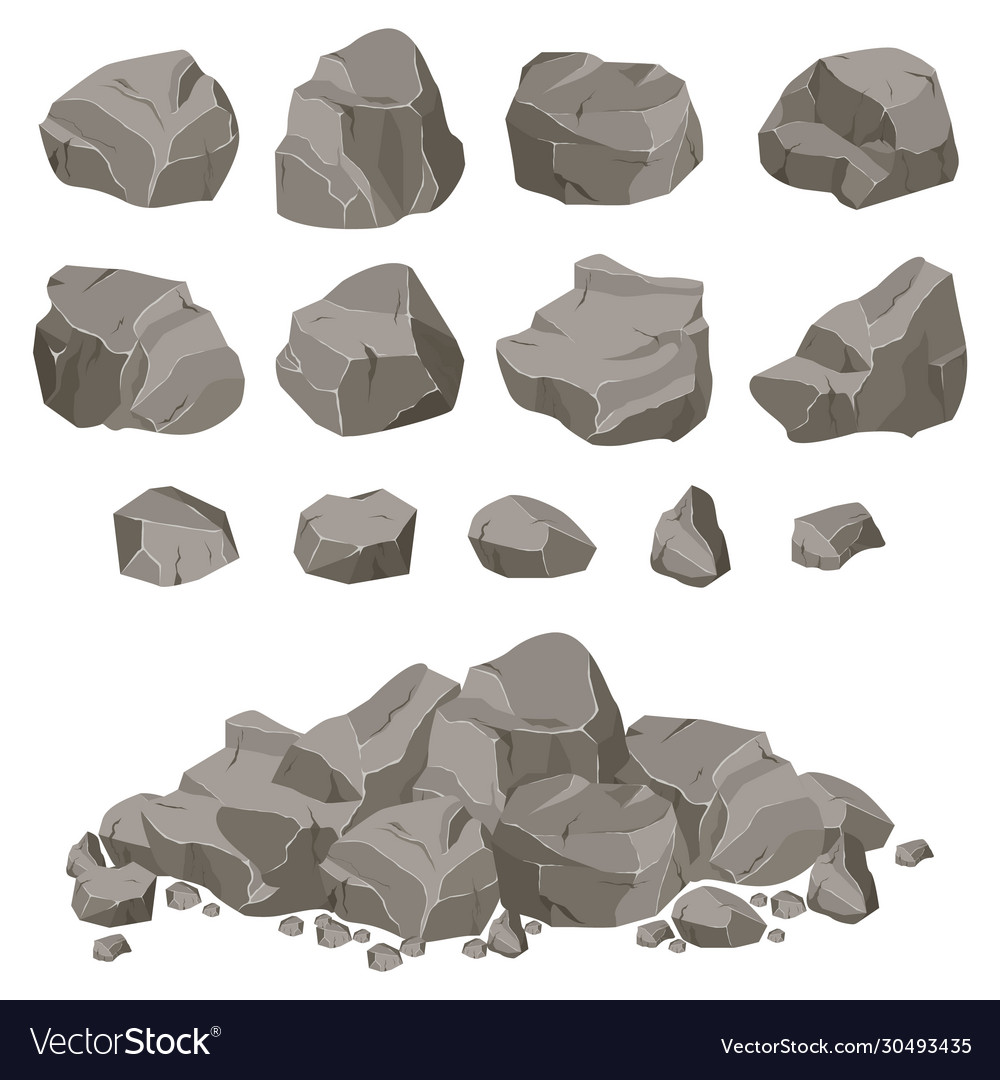 Rock Stone Set Cartoon Royalty Free Vector Image