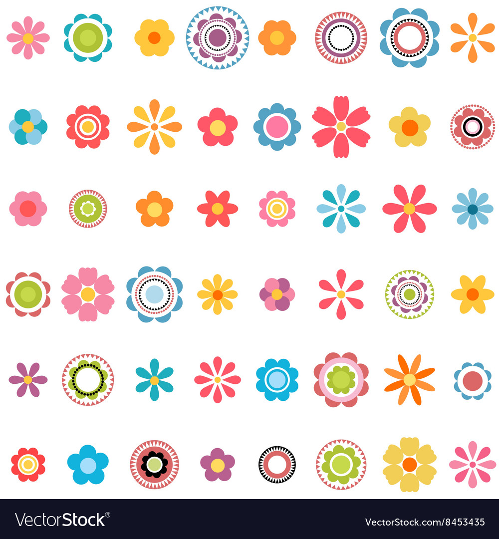 Set of colorful flowers Royalty Free Vector Image