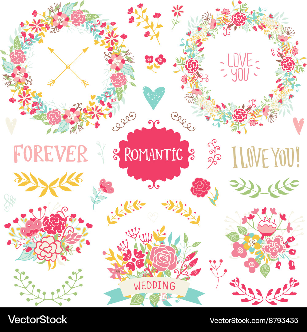Wedding vintage elements collection Royalty Free Vector