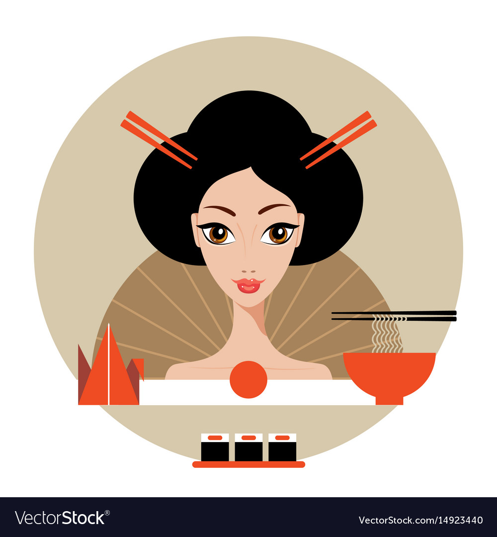 Beautiful japan travel banner with geisha sushi Vector Image