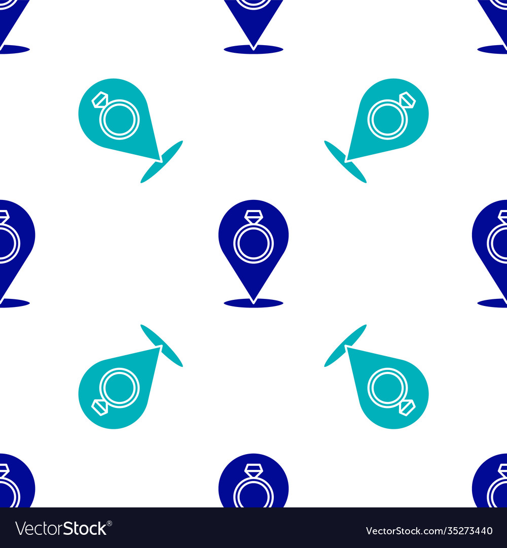 Blue wedding rings icon isolated seamless pattern