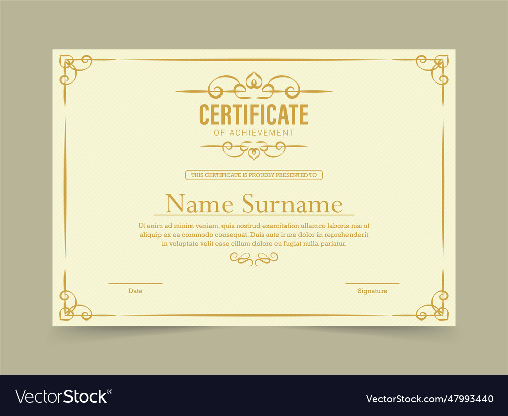 Certificate of achievement template Royalty Free Vector