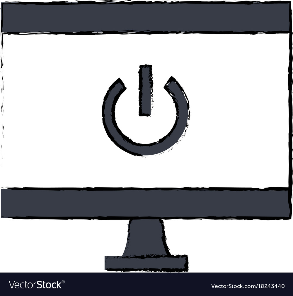 Computer display with power button Royalty Free Vector Image