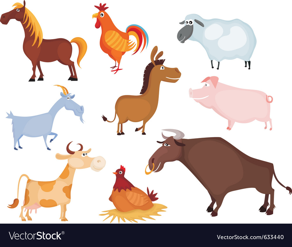 Farm animals Royalty Free Vector Image - VectorStock