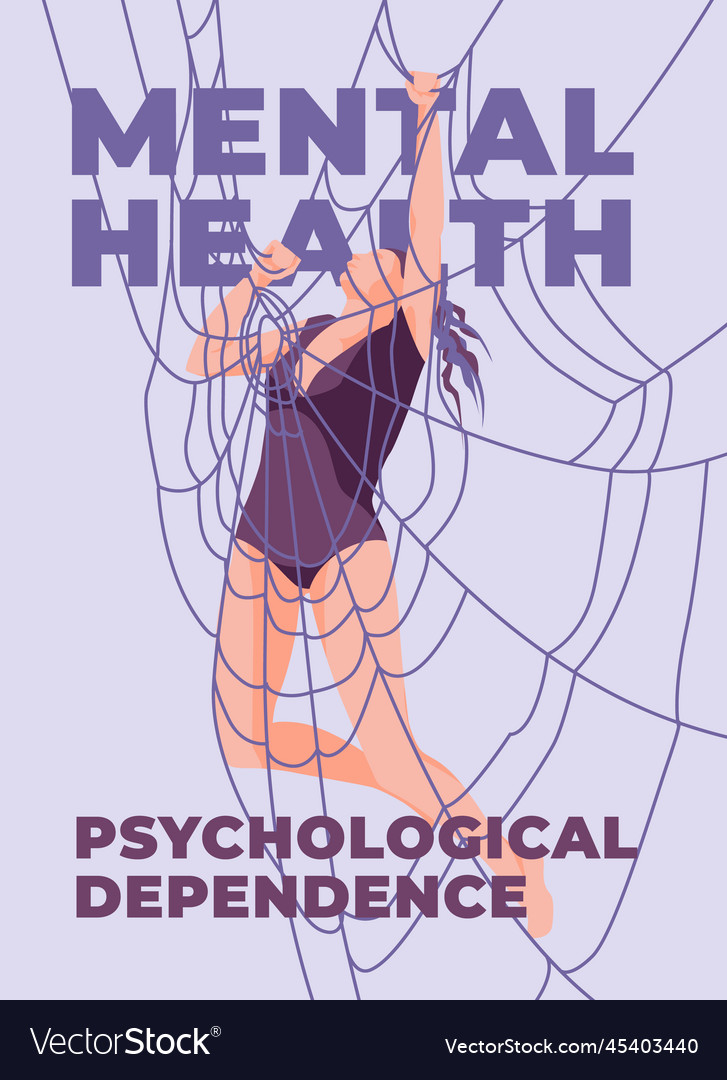 Girl is hanging on a spiders web metaphor Vector Image