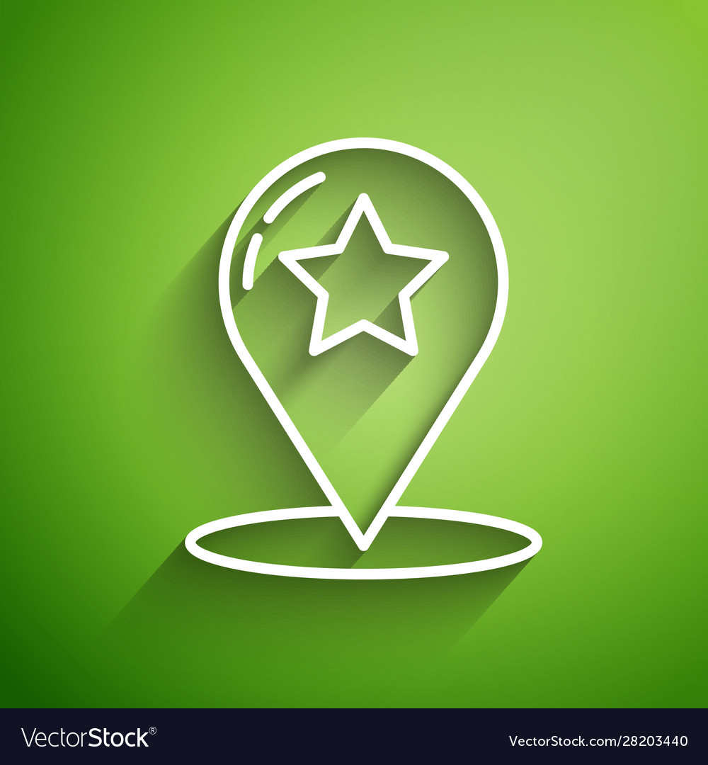 White line map pointer with star icon isolated