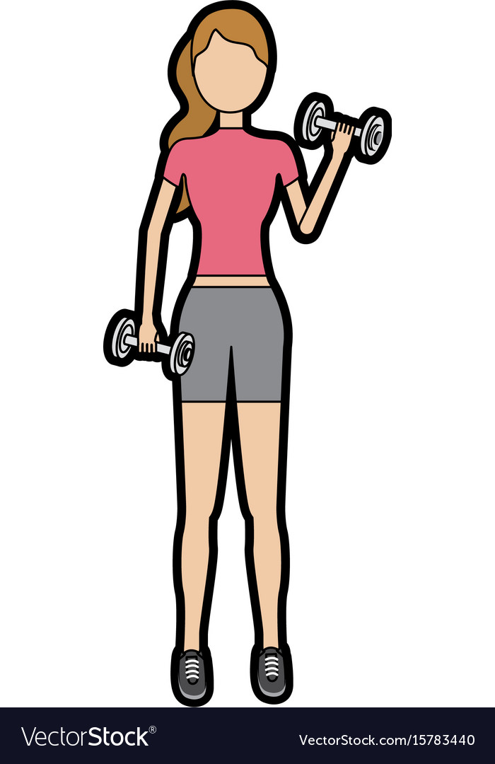 Woman with dumbbell to do exercise Royalty Free Vector Image