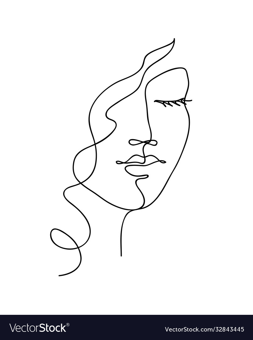 Abstract woman face with wavy hair Royalty Free Vector Image