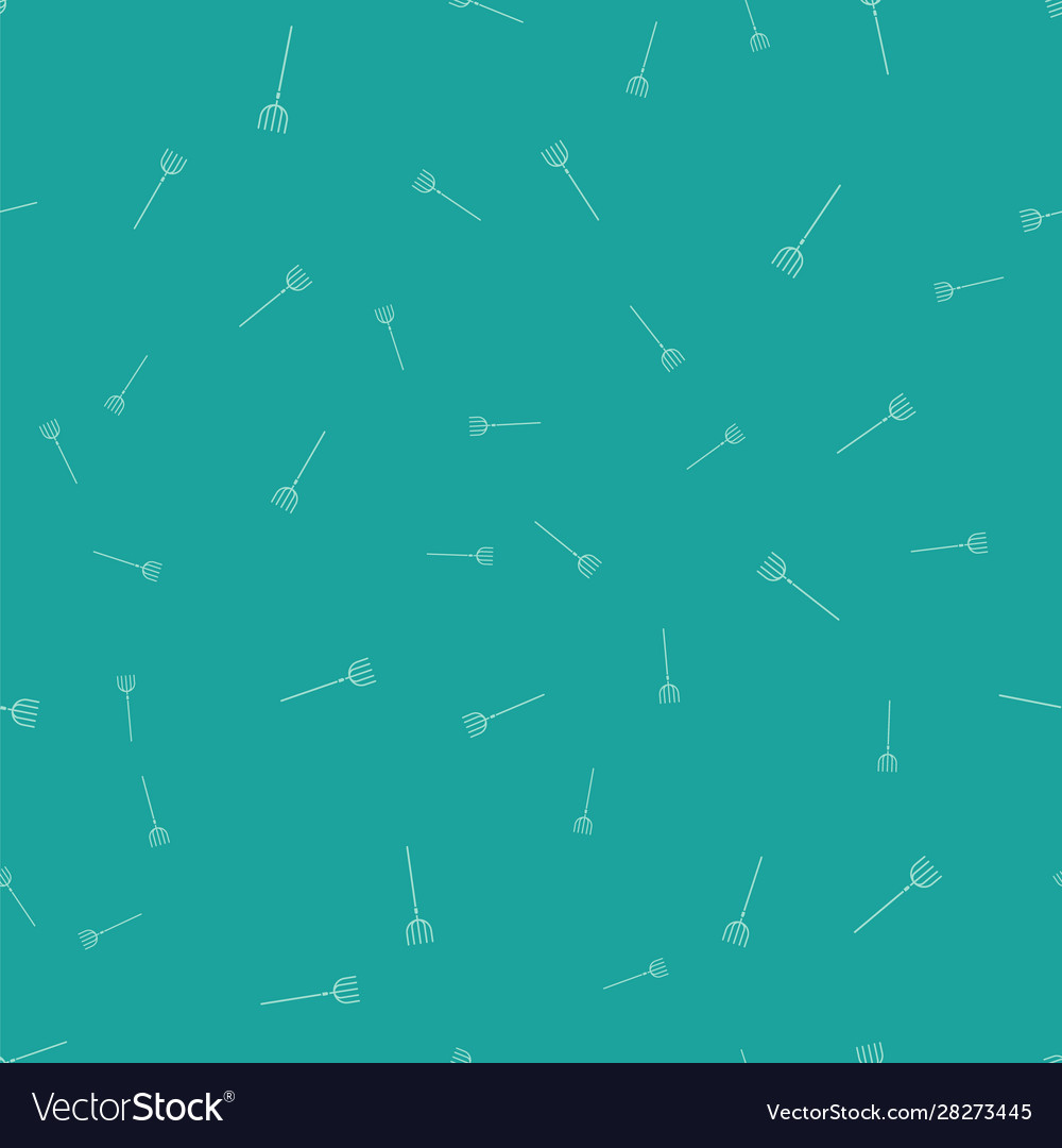 Green garden pitchfork icon isolated seamless