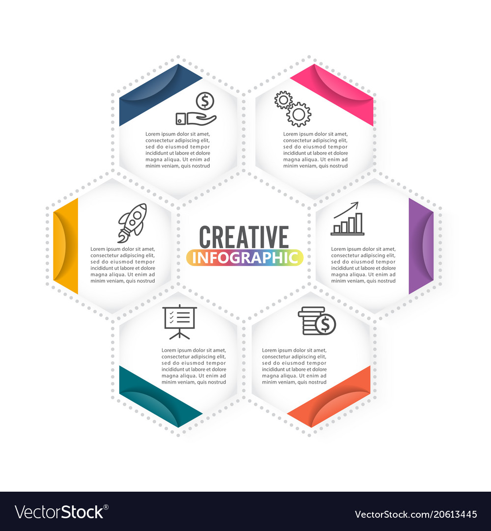 Infographics 6 options template for Royalty Free Vector