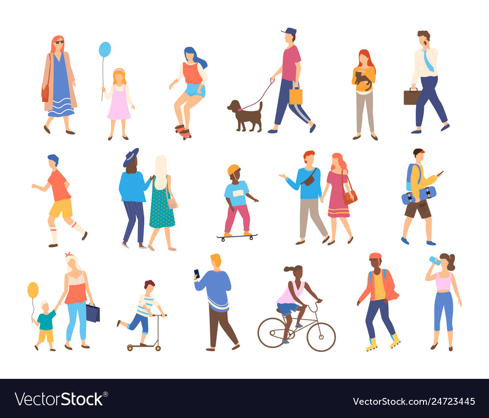 Outdoor activity men and women with children Vector Image