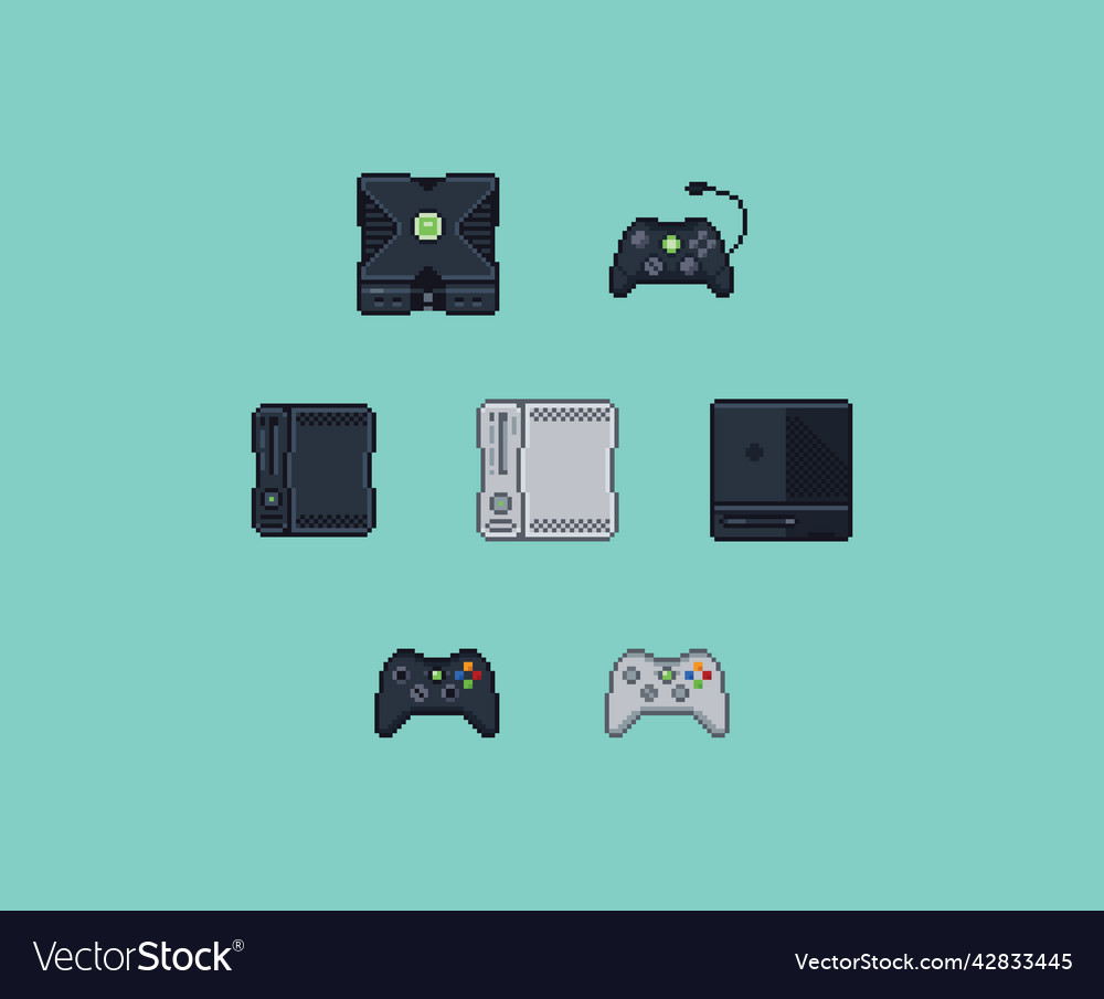 Pixel art flat icons set retro technology Vector Image