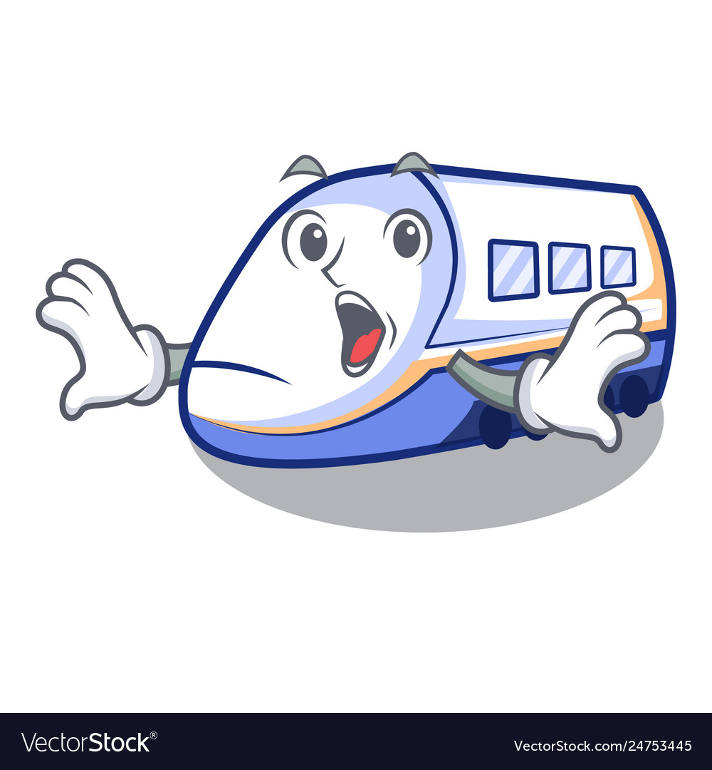 Surprised shinkansen train isolated in cartoon Vector Image