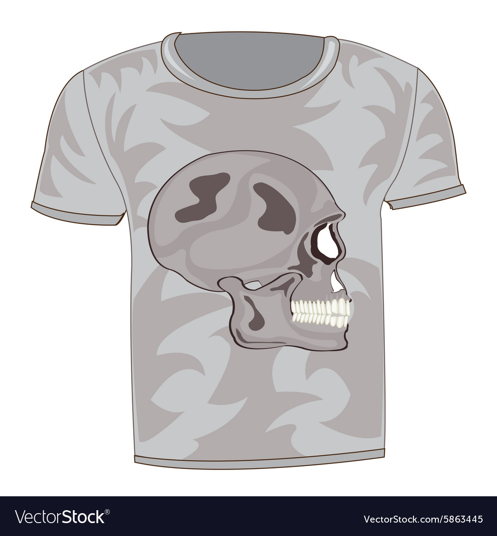 T Shirt With Drawing Of The Skull Royalty Free Vector Image