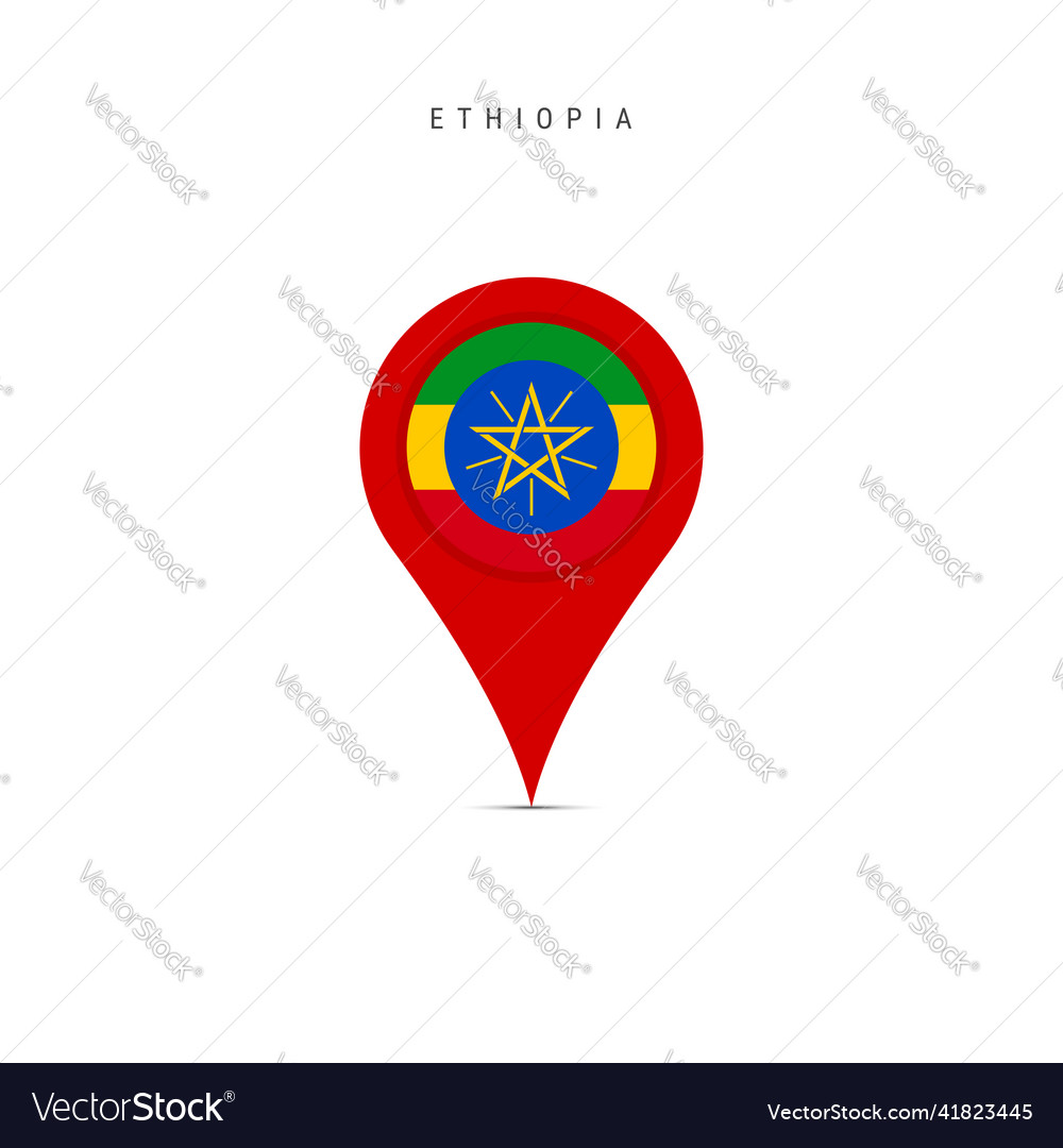 Teardrop Kartenmarker mit Flagge von ethiopia flach