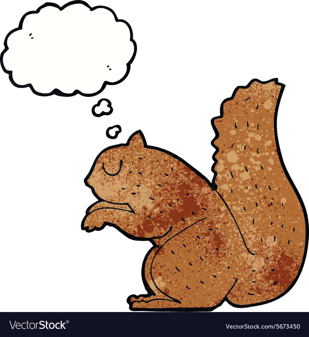 Cartoon squirrel with thought bubble