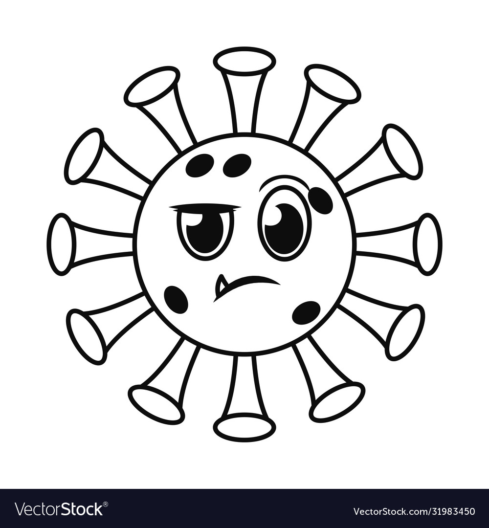 Confused covid 19 virus emoji line style icon Vector Image