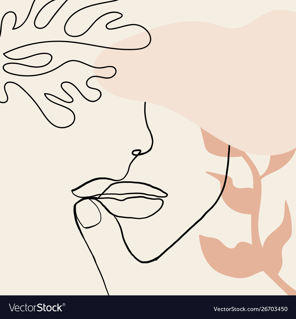 Download Continuous line drawing woman face fashion Vector Image