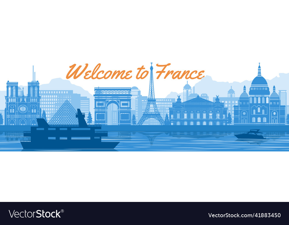 France famous landmark with blue and white color