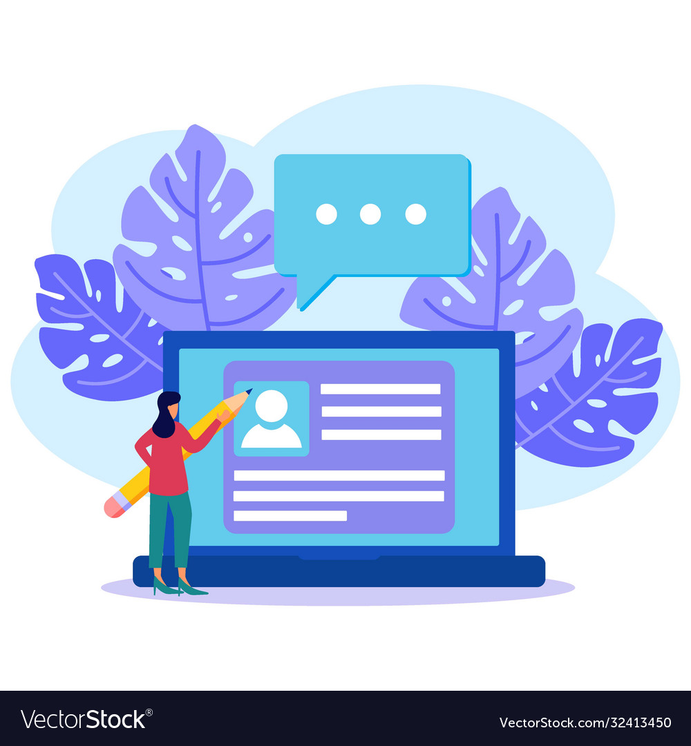 Young woman filling out forms modern office Vector Image
