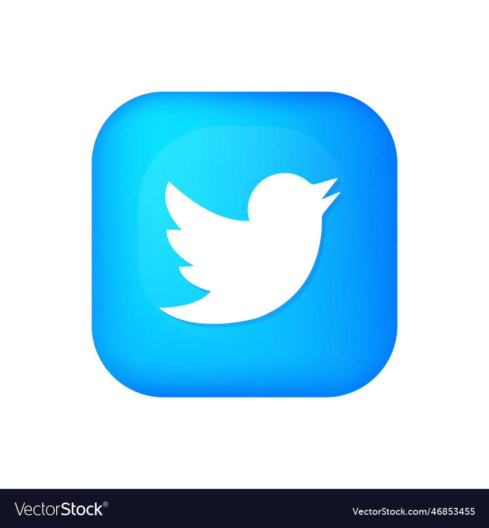 3d twitter icon for social media