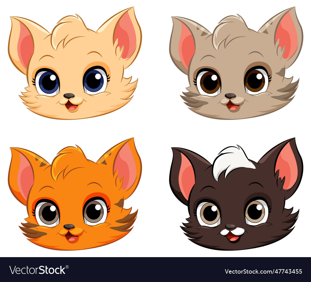 Adorable cat cartoon character collection Vector Image